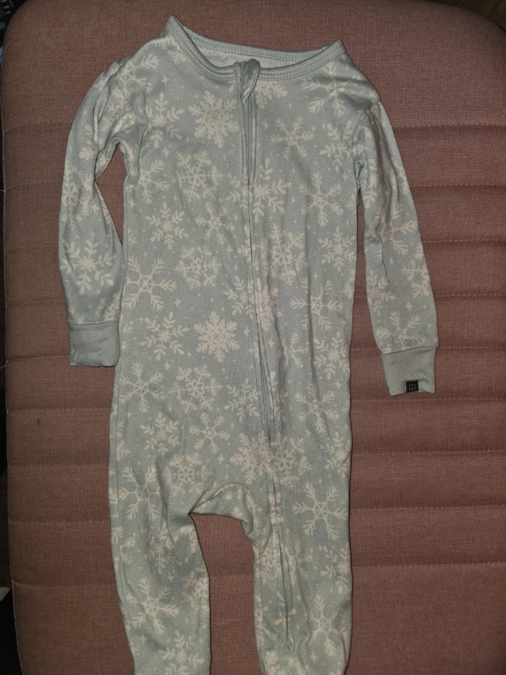 Kids Snowflake One-Piece Footed Pajamas - Light Blue